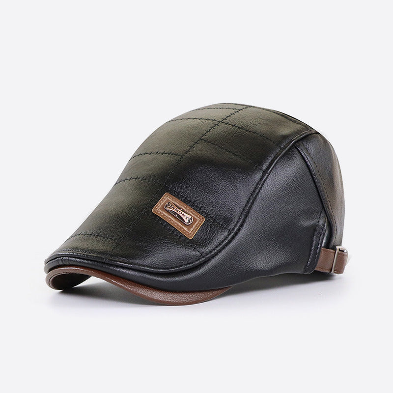 Nouveau béret NOIR en cuir à la mode