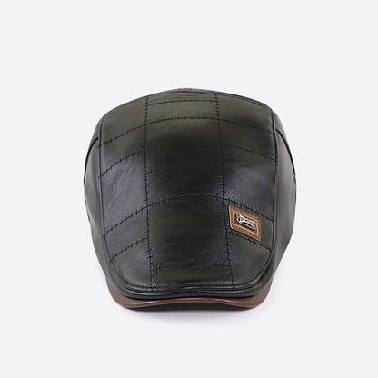 Nouveau béret NOIR en cuir à la mode