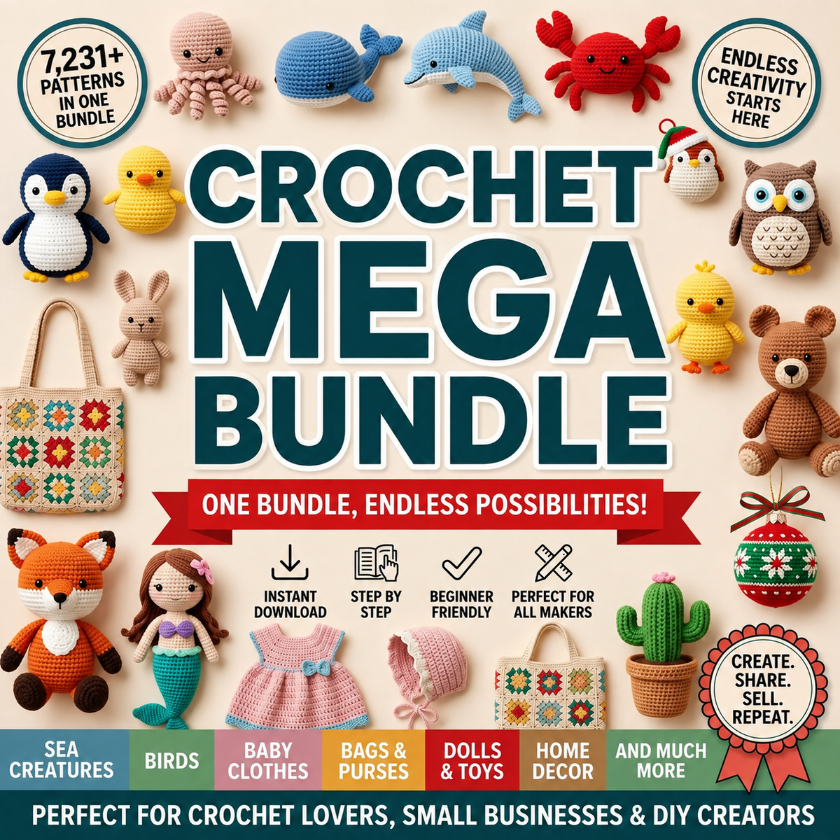 Mega Bundle — All 7,231+ Patterns + 5 Bonuses bundle cover